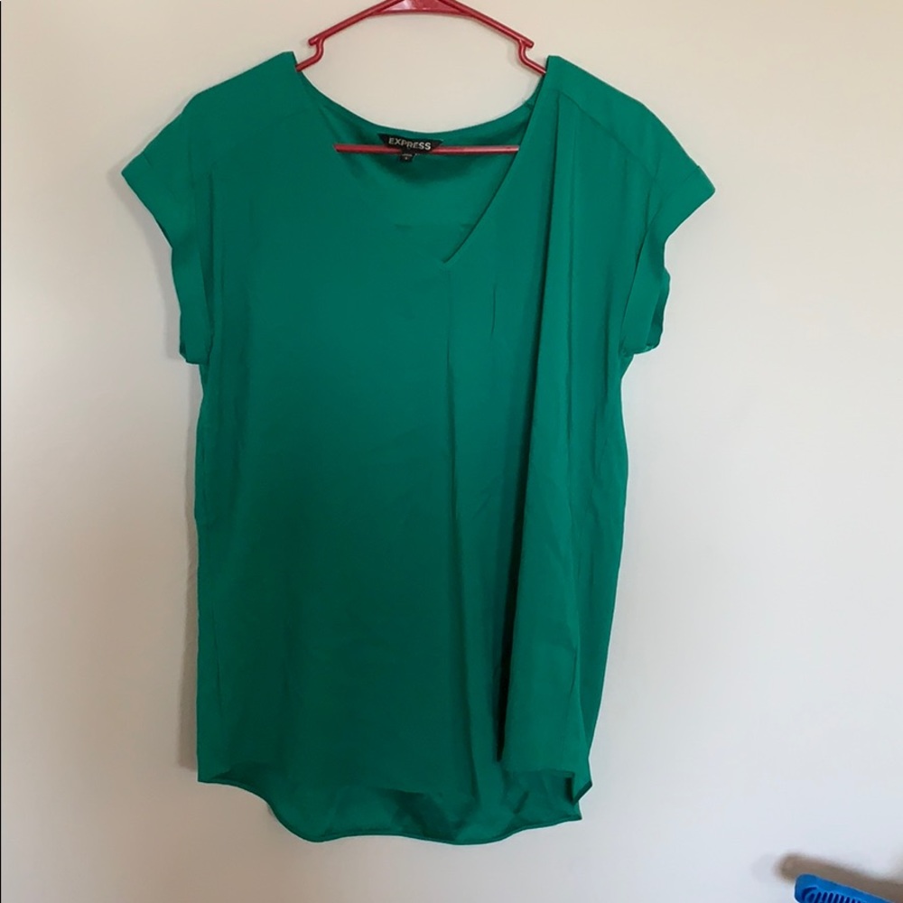 Express, green blouse
